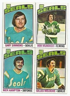 1976 77 Topps California Golden Seals 4 Card Lot (No Doubles)