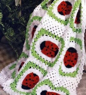 Adorable Crochet Afghan Patterns Lady Bug Dragonfly Butterfly Bubble 