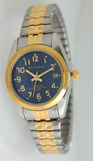 milan women s two tone stretch watch with blue dial
