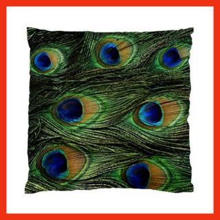 PEACOCK FEATHERS PHOTO Silk Look CUSHION CASE~NEW~CHAIR/SEAT/BED HOME 