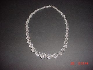 VICTORIAN CRYSTAL FACETED NECKLACE WEDDING CHOKER 16 STRAND ON BOX 