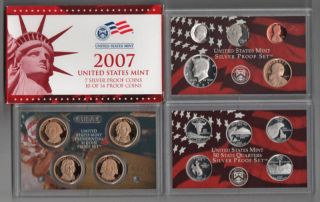 2007 silver us mint proof 14 coin set original box