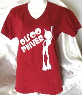   SHIRT TOP SMALL RED SHORT SLEEVE DISCO PHIVER AMERICAN APPAREL
