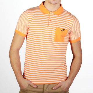 New Mens Voi Jeans Designer Arsenal Pocketed Striped Polo Shirt Orange