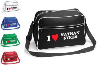 LOVE NATHAN SYKES THE WANTED RETRO SHOULDER BAG BLACK RED WHITE GREEN 