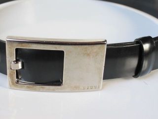 new gucci black logo silver buckle belt 65 cm 26