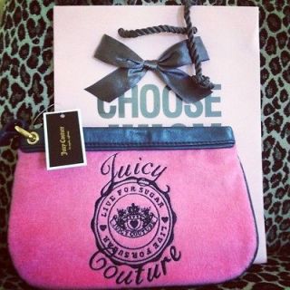 NWT AUTHENTIC JUICY COUTURE PINK TERRY & NAVY TRIM WRISTLET