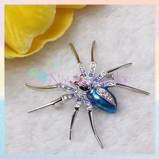 dazzling crystal spider brooch pin animal pandent blue from china