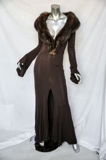 NOLAN MILLER Womens Brown *RUSSIAN SABLE FUR* CUSTOM VINTAGE Gown Long 