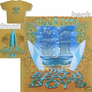 BEACH BOYS 2008 TOUR/SURF & PALMS YELLOW T SHIRT XL NEW
