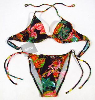 LA PERLA Tropical Night neckholder underwire bikini floral (black 