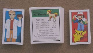 Complete POKEMON Monopoly PROFESSOR OAKS, DEED, TRAINER Cards