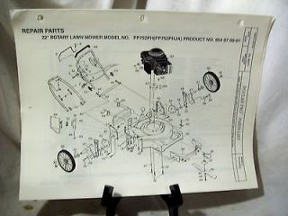 Poulan Pro 22 Rotary Lawn Mower Repair Parts List & Illustrations