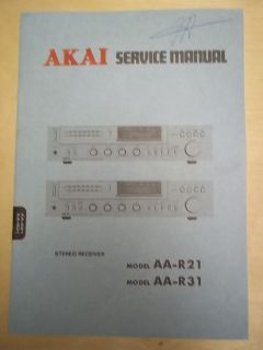   Akai Service/Repair Manual~AA R21/​R31 Stereo Receiver~Origi​nal