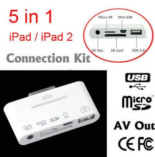 AV Video TV Cable Camera Connection Kit USB SD Card Reader Adaptor For 