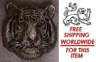 pewter belt buckle animal tiger head silver tone new
