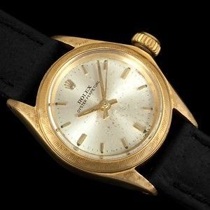 1964 Vintage ROLEX LADIES OYSTER PERPETUAL Watch, Silver Dial   18K 