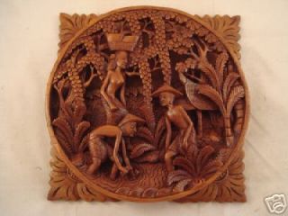 10 hand carved 3 d wall panel labor rice paddy