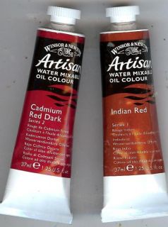 watermixable oil paint cadmium red dark indian red