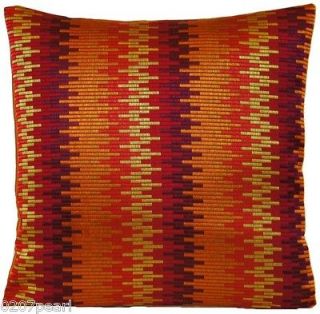 Scatter Cushion Pillows Cover Woven Silk Fabric Textile Orange Amber 