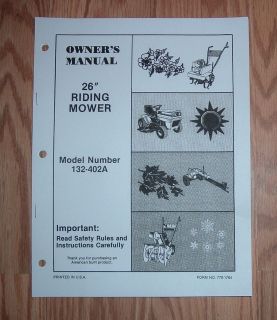 MTD 132 402A RIDING MOWER OWNERS MANUAL / ILLUSTRATED PARTS LIST