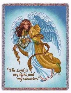 RELIGIOUS ANGEL SCRIPTURE LORD IS MY SALVATION TAPESTRY THROW AFGHAN 