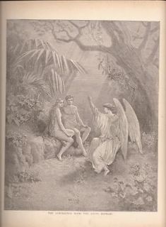 CONFERENCE WITH ANGEL RAPHAEL PARADISE LOST 1887 PRINT OF GUSTAVE DORE 