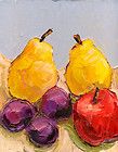   APPLE Still Life Fruit Expression Art Oil Painting Palette Knives