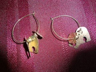 hoop style bear panda earrings used costume jewelry time left