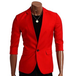 Doublju Mens Casual Vivid Color Short Sleeve Blazer Jacket (092D)