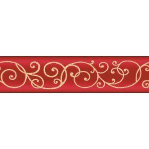 VICTORIAN SCROLL RED ROUGE BED ROOM WALLPAPER BORDER SELF ADHESIVE 5m 