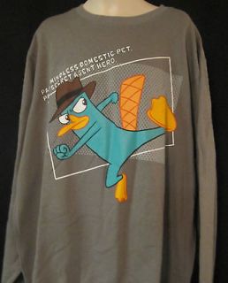  Store Mens Gray Perry the Platypus Sweatshirt Agent P Phineas Ferb XL