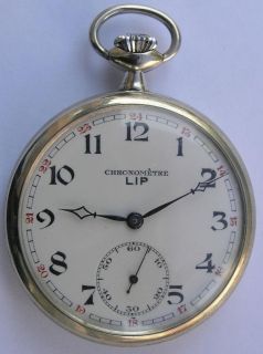 chronometre lip open face men s p watch france 1930