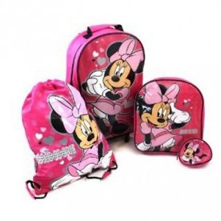   Minnie Mouse Diva 4 Peice Travel Holiday Wheeled Bag Gift Set Backpack