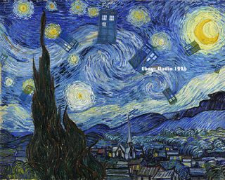 Doctor Who TARDIS Parody Print Vincent van Gogh STARRY NIGHT Dalek