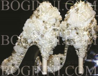 white crystal pearl sequin floral peeptoe wedding bridal shoes boginni 