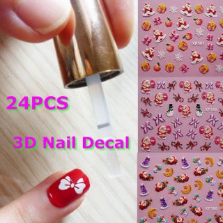   Father Christmas Tree Snow Design 3D Nail Art Stickers Sheet Decal