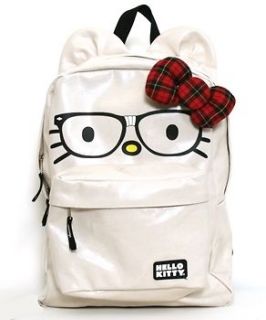 Hello Kitty Nerd Glasses With Plaid Bow Backpack School Bag