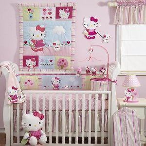   Ivy Bedtime Hello Kitty and Puppy 4 Piece Baby Crib Bedding Cot Set