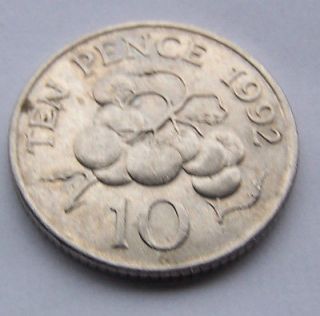 1992 guernsey ten pence 10p coin showing tomato plant time