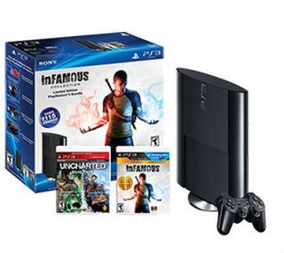   Sony Playstation 3 PS3 Slim 250 GB Infamous + Uncharted Holiday Bundle