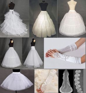   Crinoline/A line 6 Styles Petticoat ,White/Ivory Wedding Veil /Gloves