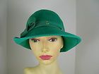   Ladies Green 100% Wool Hat with leather band by Henry Pollak NY Womens