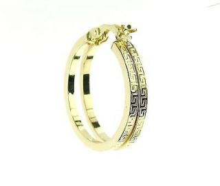 10k solid yellow gold versace greek design hoop earrings from