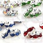 8mm Crystal Rhinestones Rondelle Wave Spacer Loose Charm Beads Coin 