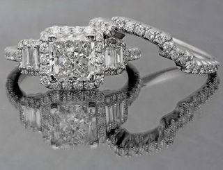 71 cw bridal princess cut diamond engagement ring set