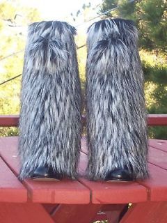   Faux Fur Leg Muffs with Pom Pons boot covers leggings leg warmers