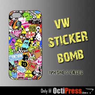 VW Sticker Bomb IPhone 5 Hard case   Euro Vag JDM   Xmas Novelty 