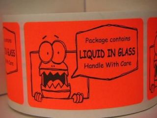 LIQUID IN GLASS Handle With Care by a muppet like character sticker 