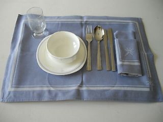 Singapore Airlines Plate Glass Spoon Fork Knife Napkin China Business 